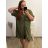 Šaty dlhý rukáv dámske oversize (XL / 4XL ONE SIZE) TALIANSKÁ MÓDA IMM21102 / DR-khaki