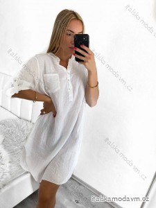 Šaty letní košilové mušelínové krátký rukáv dámské (L/XL ONE SIZE) ITALSKÁ MÓDA IMC23201