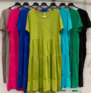 Šaty volnočasové bavlněné letní krátký rukáv dámské (XL/2XL ONE SIZE) ITALSKá MóDA IMC24068