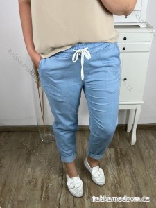 Kalhoty riflové s páskem dámské nadrozměr (XL/2XL/3XL ONE SIZE) ITALSKá MóDA IM424211