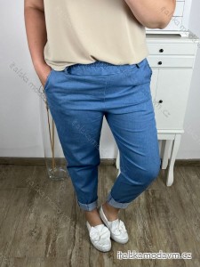 Kalhoty riflové s páskem dámské nadrozměr (XL/2XL/3XL ONE SIZE) ITALSKá MóDA IM424210