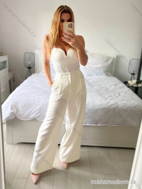 Kalhoty dlouhé elegantní dámské (S/M-M/L) ITALSKÁ MÓDA IMPLP2352001012/DU -   bílá -   M/L