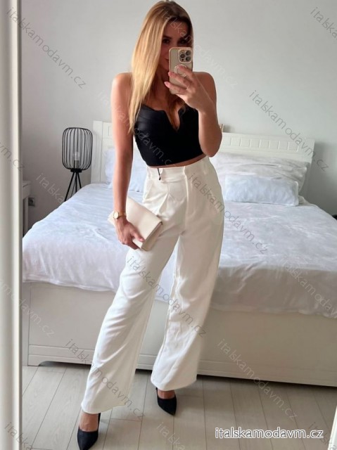 Nohavice dlhé elegantné dámske (S-XL) TALIANSKA MÓDA IMWAA24057/DU -   biela -   L