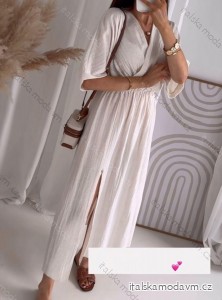 Šaty dlouhé letní krátký rukáv dámské (S/M ONE SIZE) ITALSKÁ MÓDA IMC24203