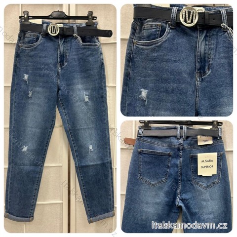 Rifle jeans dlouhé dámské  (M-3XL) M.SARA MSR24M399-4 modrá 2XL