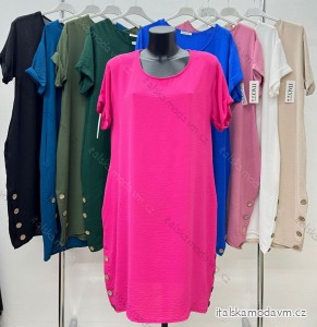 Šaty letní krátký rukáv dámské nadrozměr (50/52 ONE SIZE) ITALSKá MóDA IM424302