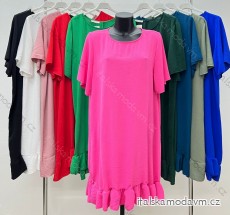 Šaty letní krátký rukáv dámské nadrozměr (50/52 ONE SIZE) ITALSKá MóDA IM424306