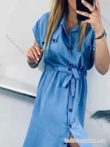 Šaty košilové krátké midi krátký rukáv dámské (S/M/L ONE SIZE) ITALSKÁ MÓDA IMWBH24073