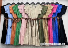 Šaty dlouhé krátký rukáv dámské (S/M/L ONE SIZE) ITALSKÁ MÓDA IMWDK24016