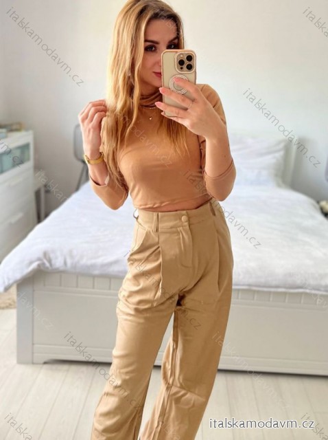 Croptop dlouhý rukáv dámský (S/M ONE SIZE) ITALSKÁ MÓDA IMPLP2326064055/DU -   hnědá -   S/M