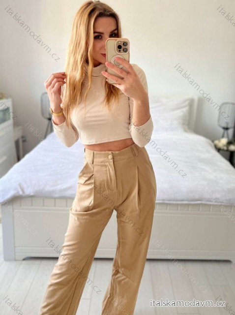 Croptop dlouhý rukáv dámský (S/M ONE SIZE) ITALSKÁ MÓDA IMPLP2326064055/DU -   béžová -   S/M