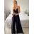 Kalhoty dlouhé s páskem dámské (S/M/L ONE SIZE) ITALSKÁ MÓDA IMWD24001/DU -   zelená -   M/L