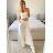 Kalhoty dlouhé letní s páskem dámské (S/M ONE SIZE) ITALSKÁ MÓDA IMM23M5639