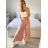 Kalhoty dlouhé letní s páskem dámské (S/M ONE SIZE) ITALSKÁ MÓDA IMM23M5639