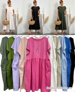 Šaty dlouhé letní krátký rukáv dámské nadrozměr (56/58 ONE SIZE) ITALSKÁ MÓDA IMWT24029