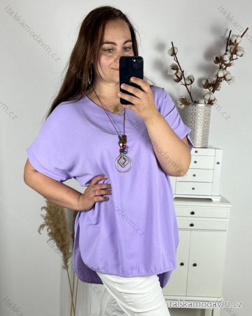 Tunika s príveskom krátky rukáv dámska nadrozmer (3XL/4XL ONE SIZE) TALIANSKA MÓDA IMWQ24079/DUR