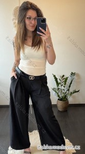 Kalhoty dlouhé elegantní oversize s páskem dámské (S/M/L ONE SIZE) ITALSKÁ MÓDA IMC24194