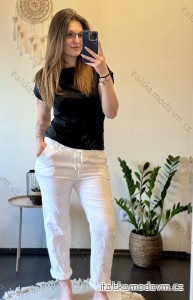 Kalhoty dlouhé lněné dámské (S/M/L ONE SIZE) ITALSKÁ MÓDA IMC24164