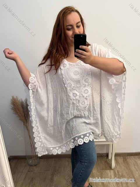 Tunika oversize krátky rukáv dámska nadrozmer (54/56/58 ONE SIZE) TALIANSKA MÓDA IMBM24076