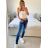 Rifle jeans zip vzadu dámské (25-29) GOURD GD2807/DR 28 modrá