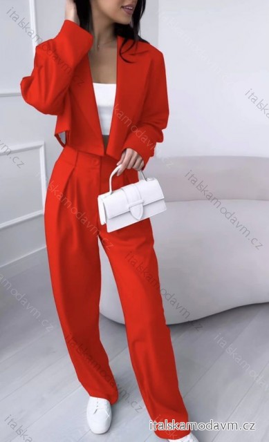 Súprava/komplet elegantné nohavice dlhé a sako dlhý rukáv dámska (S/M ONE SIZE) TALIANSKA MÓDA IMD23204