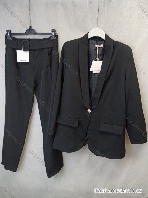 Súprava elegantné sako a nohavice dámska nadrozmer (3XL-6XL) TALIANSKA MÓDA IMWB22590 čierna 6XL
