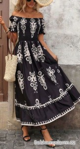 Šaty dlouhé letní carmen krátký rukáv dámské (S/M ONE SIZE) ITALSKÁ MÓDA IMWCA24058