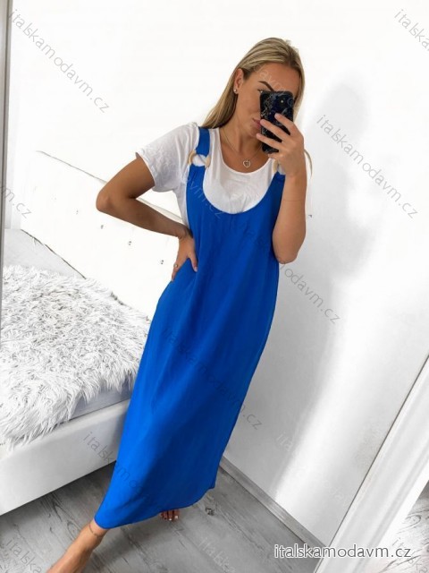 Šaty na ramínka tričko krátký rukáv dámské nadrozměr (38/40 ONE SIZE) ITALSKÁ MÓDA IM424037