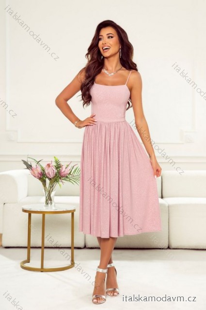 Šaty elegantné na ramienka dámske (34-40) POLSKÁ MÓDA PMLWD24ARIANA-1 ružová 36