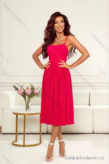 Šaty elegantné na ramienka dámske (34-40) POLSKÁ MÓDA PMLWD24ARIANA-2 červená 34