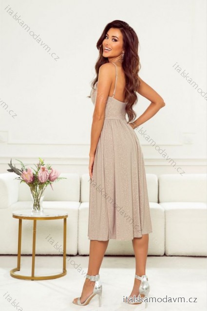 Šaty elegantní na ramínka dámské (34-40) POLSKÁ MÓDA PMLWD24ARIANA-3 béžová 34