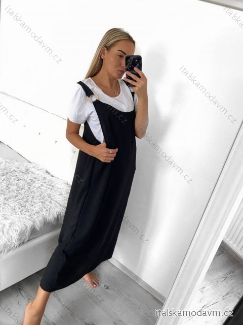 Šaty na ramienka tričko krátky rukáv dámske nadrozmer (48/50 ONE SIZE) TALIANSKA MÓDA IM424037BIG