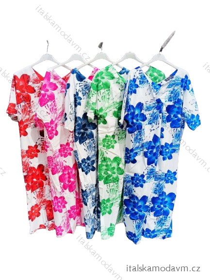 Šaty letní dlouhé krátkým rukávem dámské (M/L, XL/2XL)  B.LIFE MÓDA BLI246627/DU -   modrá petrolejová -   XL/2XL