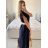 Šaty dlhé letné s opaskom krátky rukáv dámske (S/M ONE SIZE) TALIANSKA MóDA IM324200/DU svetlo modrá S/M