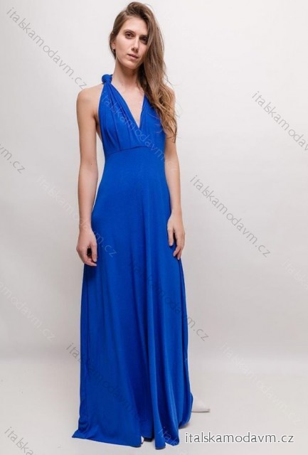 Šaty dlouhé elegantní bez rukávu dámské (38/40 ONE SIZE) ITALSKÁ MÓDA IMPES241781 modrá královská 38/40