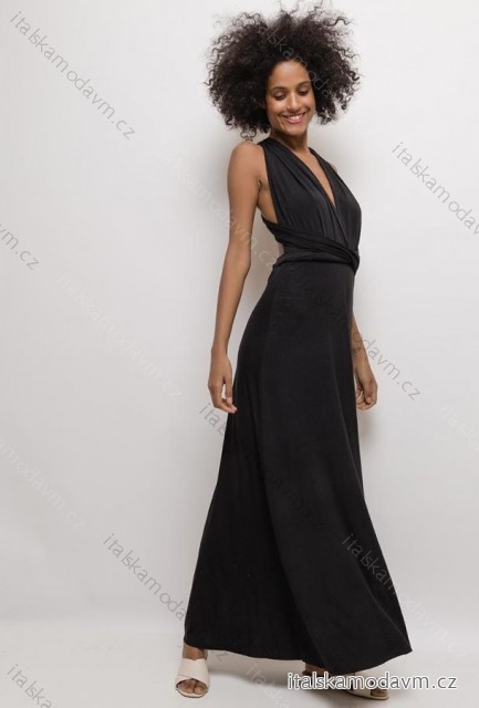 Šaty dlouhé elegantní bez rukávu dámské (38/40 ONE SIZE) ITALSKÁ MÓDA IMPES241781 Černá 38/40