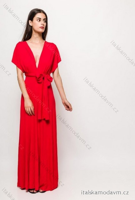 Šaty dlouhé elegantní bez rukávu dámské (38/40 ONE SIZE) ITALSKÁ MÓDA IMPES241781 červená 38/40
