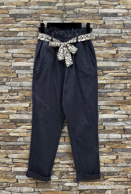Kalhoty letní s páskem dámské (S/M/L/XL/XXL) ITALSKÁ MÓDA IMPES242441 tmavo modrá XL/2XL