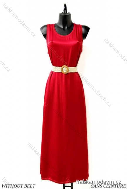 Šaty dlouhé saténové elegantní bez rukávu dámské (38/40 ONE SIZE) ITALSKÁ MÓDA IMPES24A00035 červená 