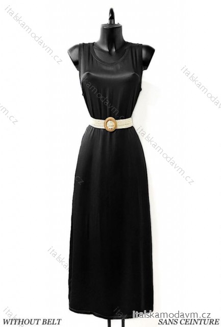 Šaty dlouhé saténové elegantní bez rukávu dámské (38/40 ONE SIZE) ITALSKÁ MÓDA IMPES24A00035 čierna 