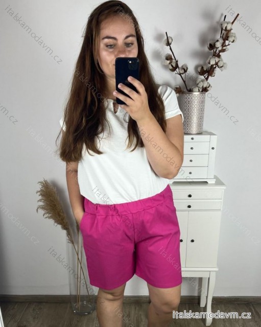 Kraťasy šortky dámské nadrozměr (2XL/3XL/4XL ONE SIZE) ITALSKÁ MÓDA IMWQ24114/DR 3XL/4XL tmavě růžová