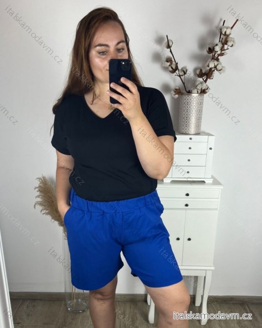 Kraťasy šortky dámske nadrozmer (2XL/3XL/4XL ONE SIZE) TALIANSKA MÓDA IMWQ24114/DR 3XL / 4XL modrá královská