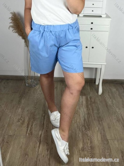 Kraťasy šortky dámské nadrozměr (2XL/3XL/4XL ONE SIZE) ITALSKÁ MÓDA IMWQ24114/DR 3XL/4XL světle modrá