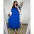 Šaty s príveskom dlhé krátky rukáv dámske nadrozmer (54/56/58 ONE SIZE) TALIANSKA MóDA IM424277/DR -   modrá petrolejová -   56/58