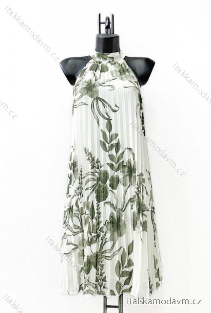 Šaty elegantné bez rukávov dámske (38/40 ONE SIZE) TALIANSKA MÓDA IMPES2422159 zelená khaki