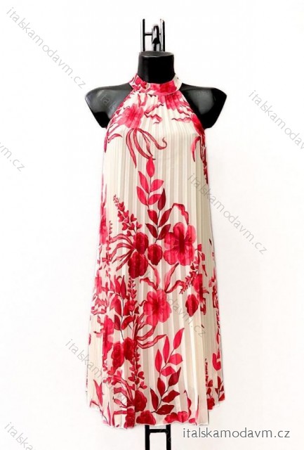 Šaty elegantné bez rukávov dámske (38/40 ONE SIZE) TALIANSKA MÓDA IMPES2422159 červená