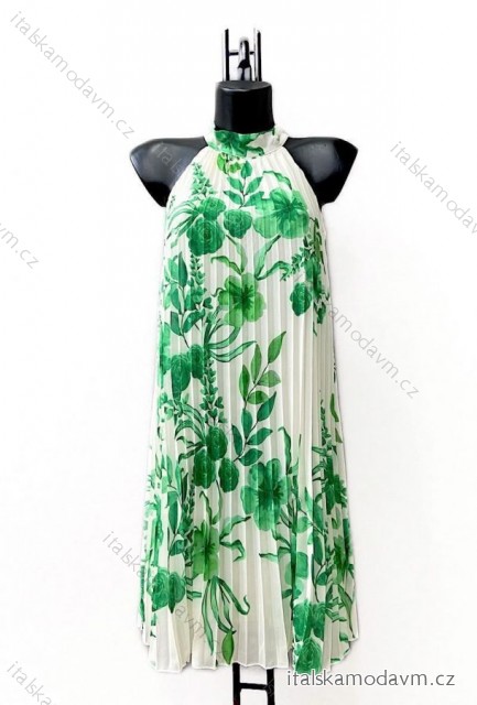 Šaty elegantní bez rukávu dámské (38/40 ONE SIZE) ITALSKÁ MÓDA IMPES2422159 zelená