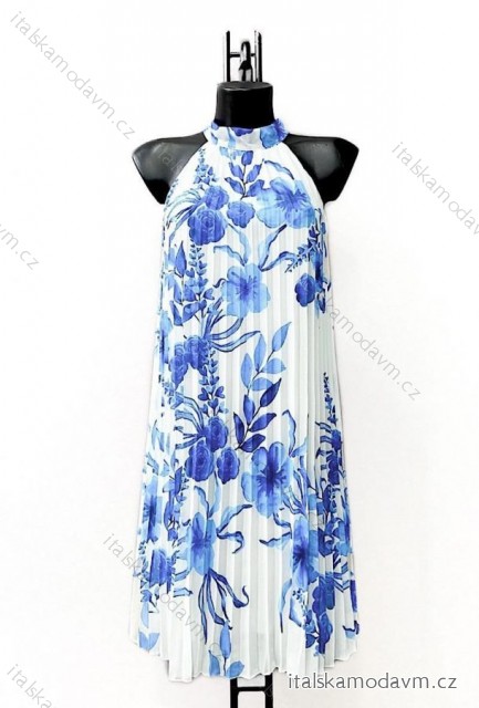 Šaty elegantní bez rukávu dámské (38/40 ONE SIZE) ITALSKÁ MÓDA IMPES2422159 modrá azurová