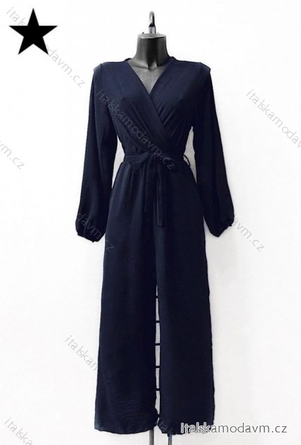 Overal dlouhý elegantní dlouhý rukáv dámský (38/40 ONE SIZE) ITALSKÁ MÓDA IMPES2414818 tmavě modrá 38/40