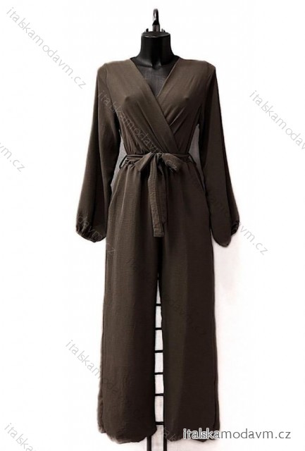 Overal dlouhý elegantní dlouhý rukáv dámský (38/40 ONE SIZE) ITALSKÁ MÓDA IMPES2414818 hnědá čokoládová 38/40